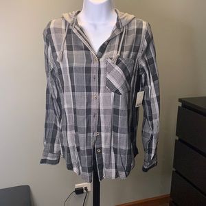 NWT MUDD flannel top with a hood